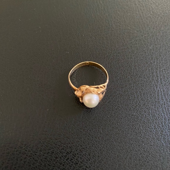 14K Gold and genuine Pearl with diamond chips ring - Picture 2 of 14